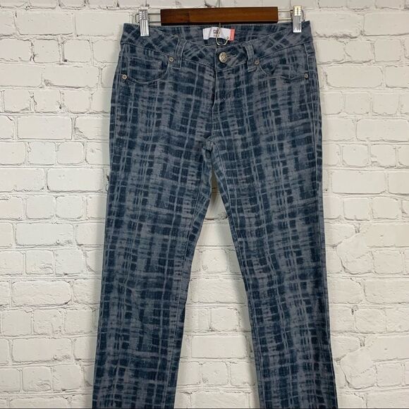 Cabi blue grid skinny jeans size 2 - Picture 2 of 9